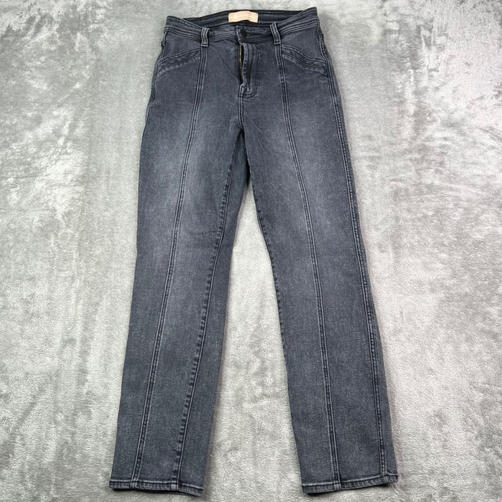 7 For All Mankind Luxe Vintage Jeans Womens 26 Black Straight Stretch Seam Front